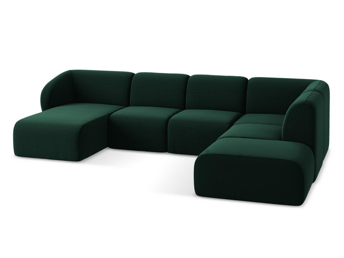 ECKSOFA Links Chenille Stoff Weiß - Schwarz/Weiß, Holzwerkstoff/Kunststoff (248/166cm) - Makamii