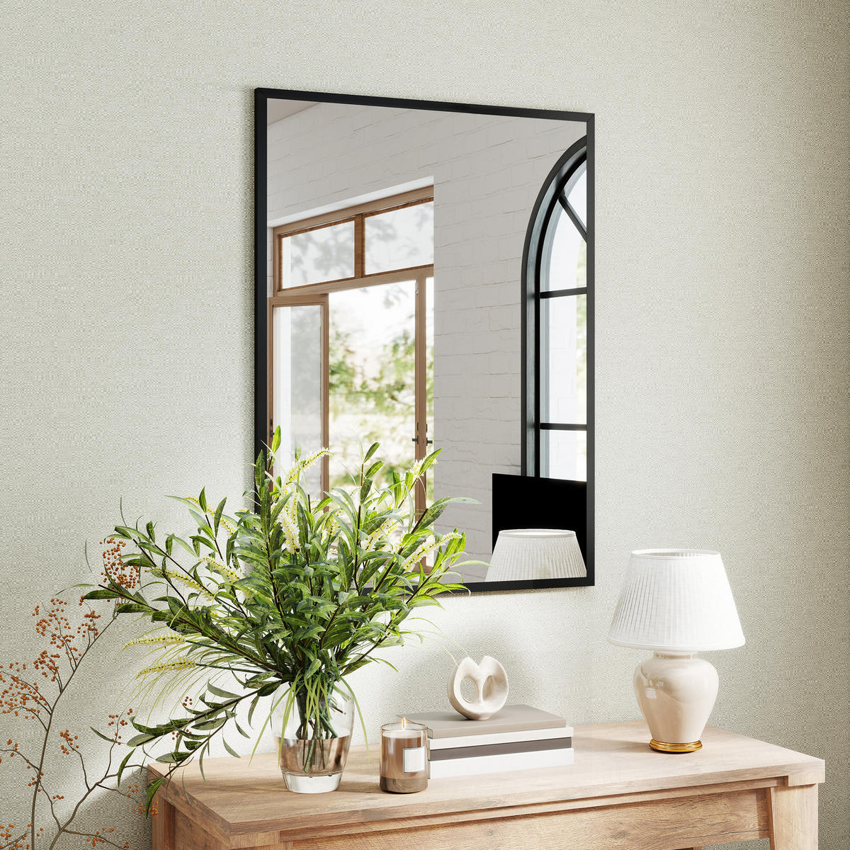 WANDSPIEGEL MDF Glas Schwarz - Schwarz, Glas/Holzwerkstoff (2/101.6/76.2cm) - HOMCOM
