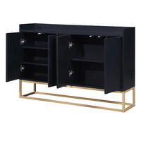 SIDEBOARD Schwarz, 4 Türen, Metallfüße, verstellbarer Boden - Schwarz, Holz (120/80/30cm)