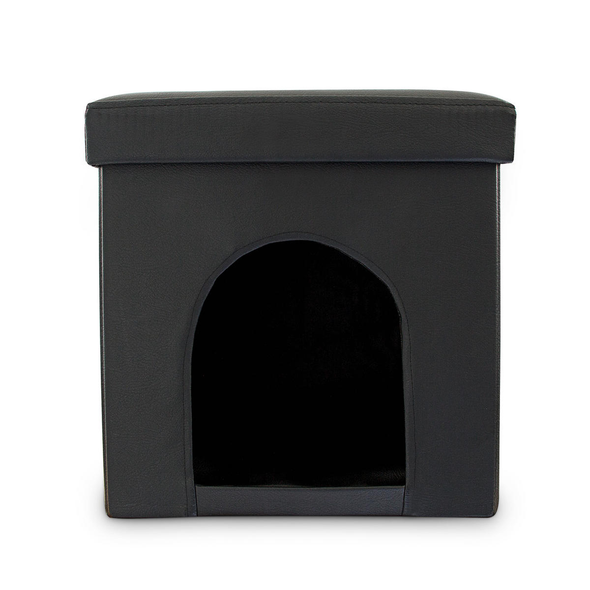 HUNDEBOX Sitzhocker - Schwarz, Holzwerkstoff/Kunststoff (38/38/38cm) - Relaxdays