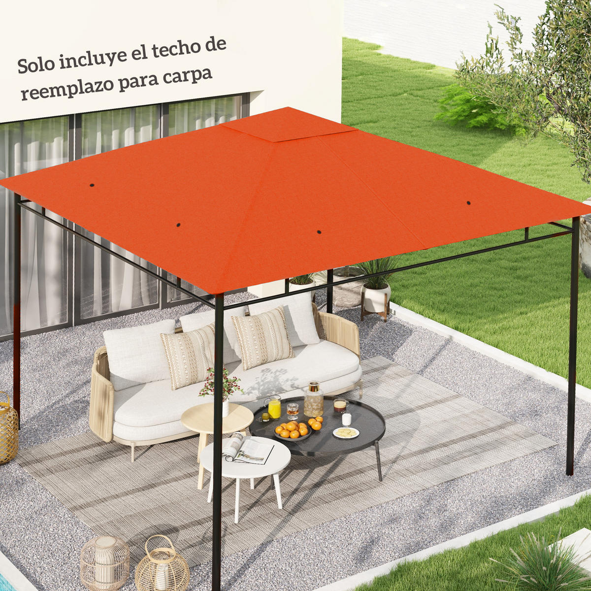 ERSATZDACH, 300x300 cm für Pavillon, orange, mit 8 Entwässerungs- und Belüftungslöchern - Multicolor, Kunststoff (298/295cm) - FORIOUS