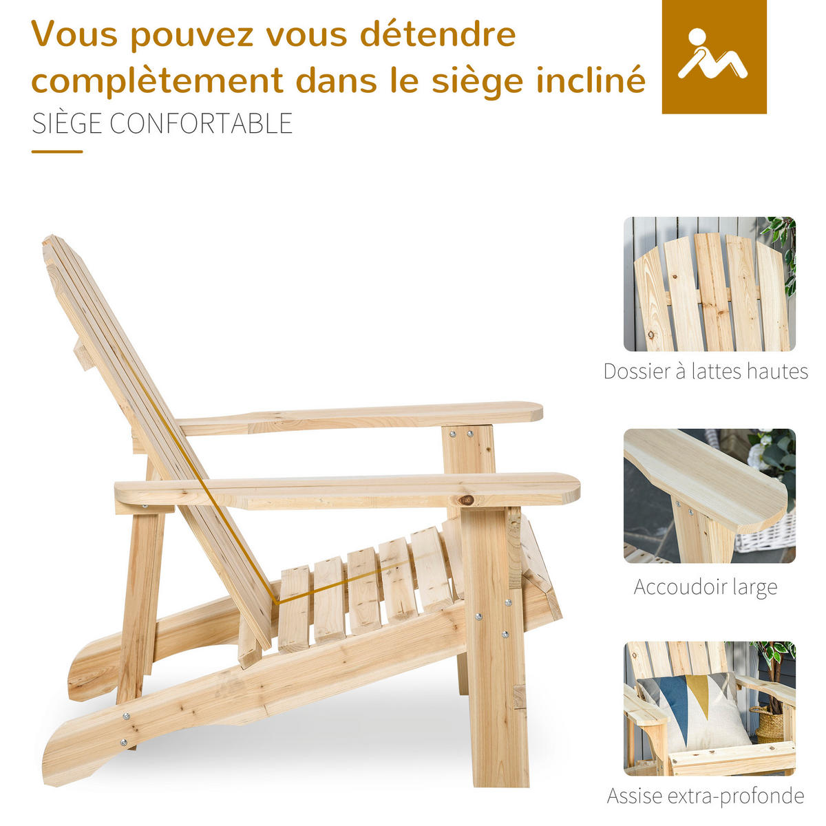 GARTENSTUHL DE-17751 Natur - Beige, Holz (89/88/78cm) - ComfortXL