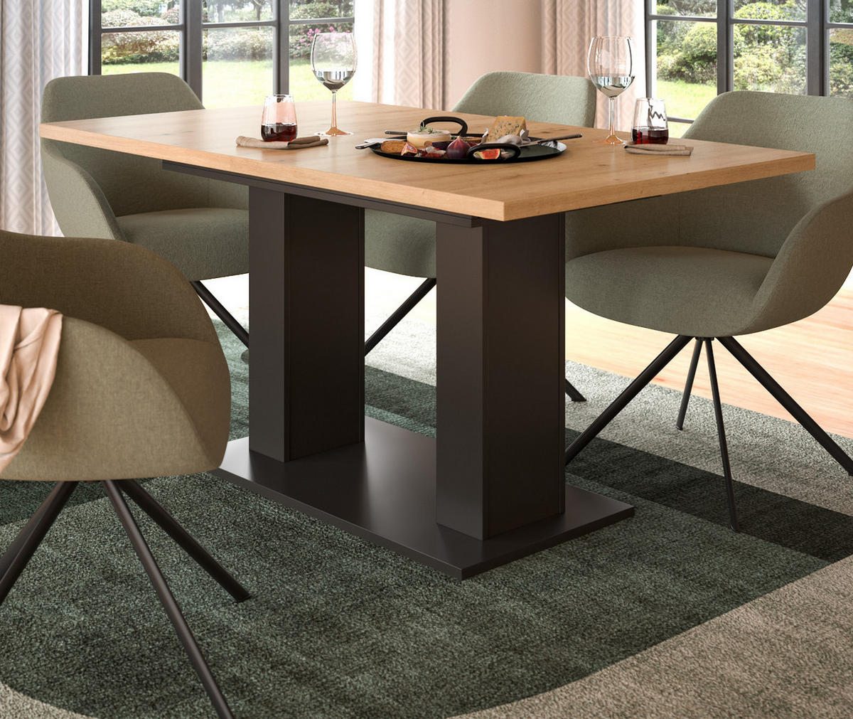 ESSTISCH grau, Eiche Artisan Küchentisch ausziehbar 150 - 190 cm - Eiche Artisan/Grau, Holzwerkstoff/Metall (150/90/76cm) - Inn.Furn