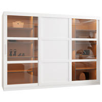 SCHWEBETÜRENSCHRANK 200/250/62 3-türig - Silberfarben/Weiß, Holz/Kunststoff (250/200/62cm) - Abiks Möbel