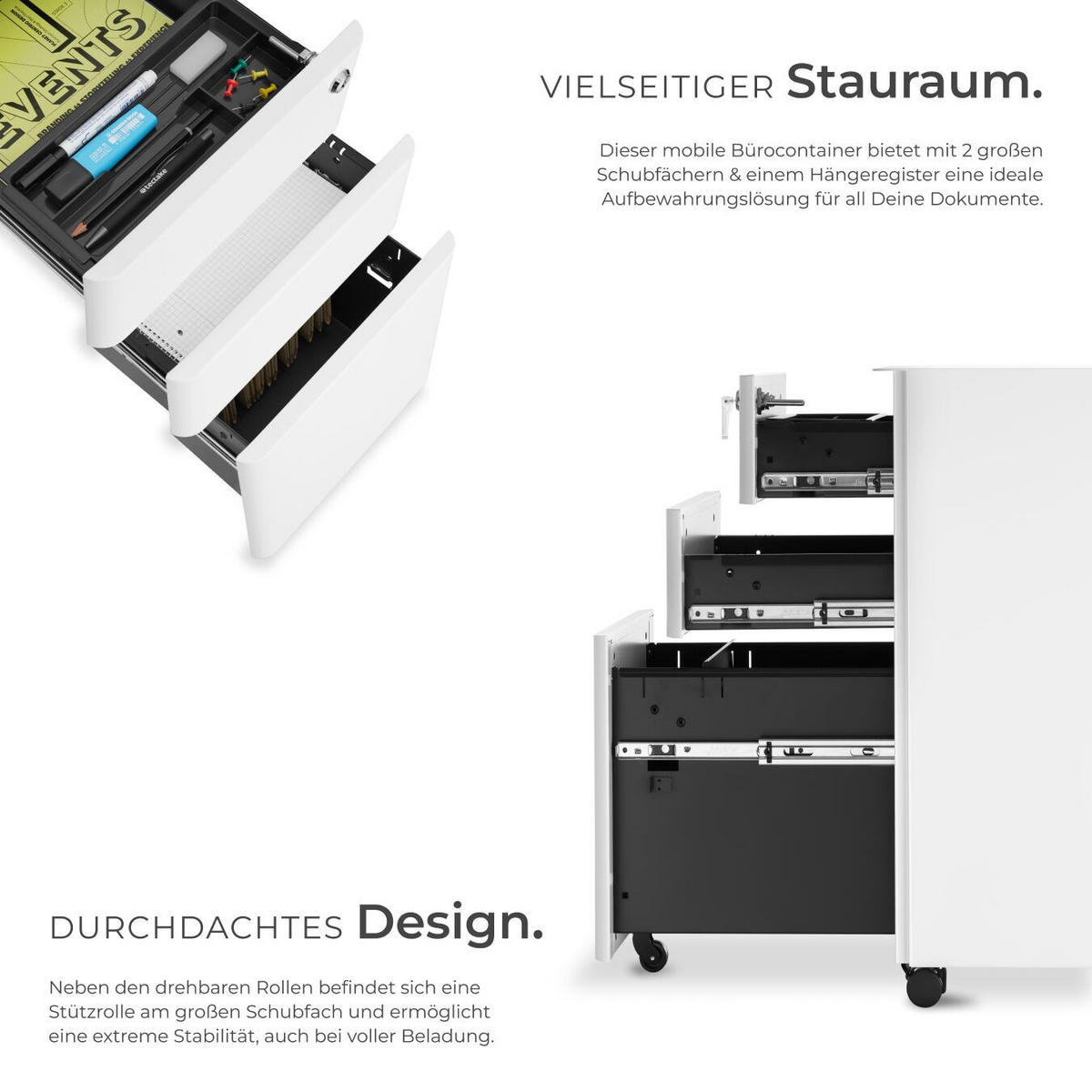 AKTENROLLSCHRANK Parvus,30 x 50 x 59,5 cm,weiß - Weiß, Textil (30/59.5/50cm) - tectake