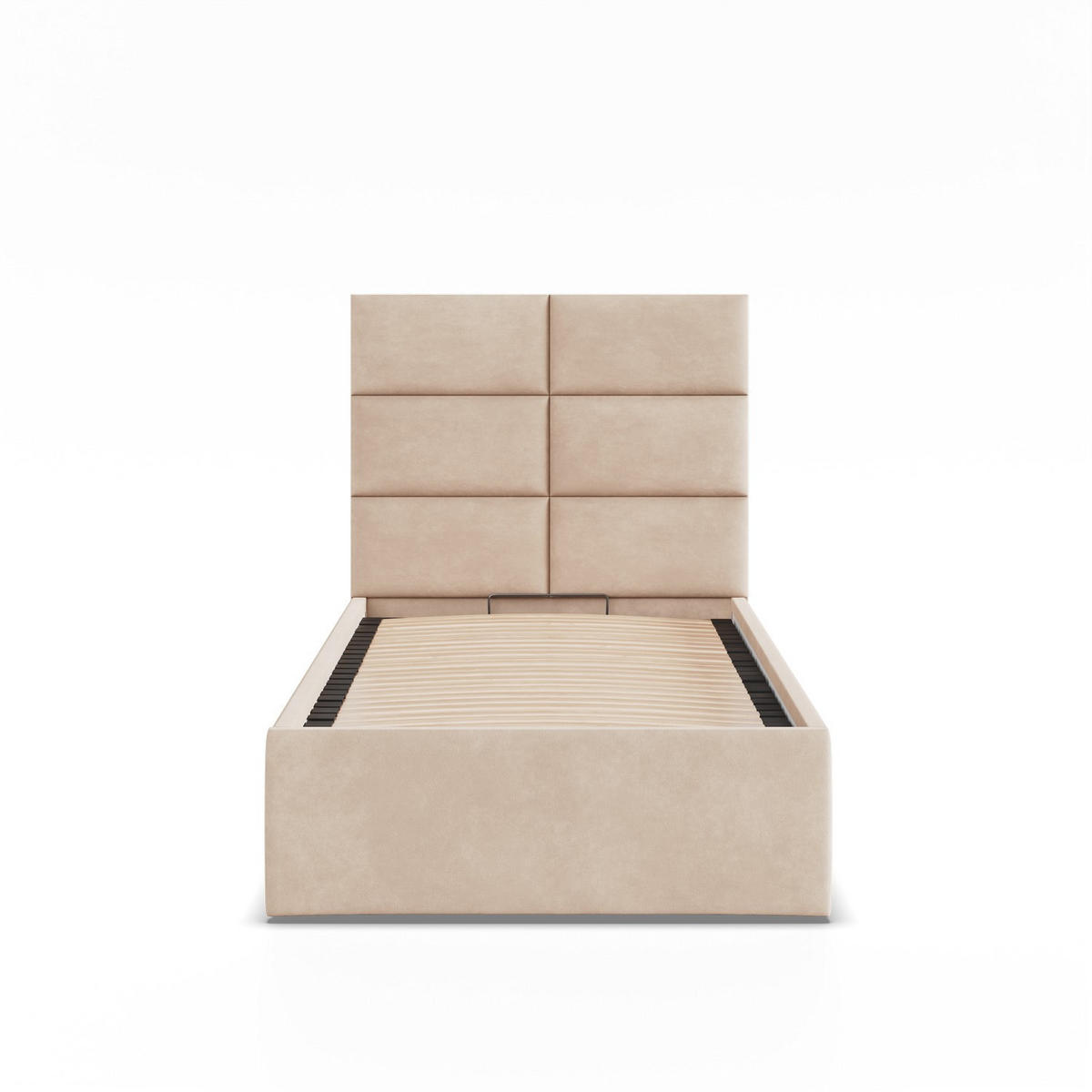 POLSTERBETT MIT KOPFTEIL 90x200 mit Bettkasten YORK, Beige - Creme, Textil (90/200cm) - Mebligo