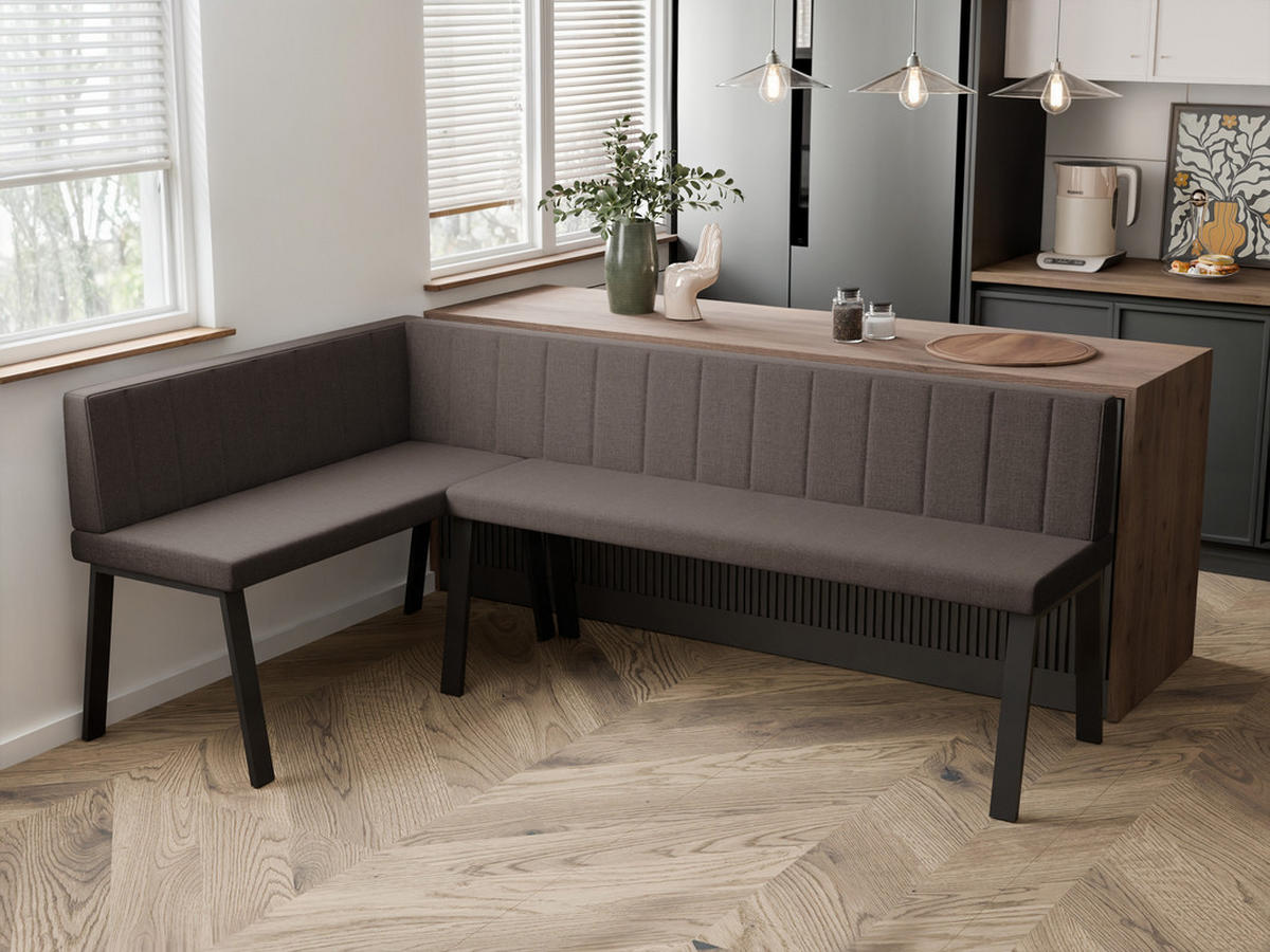 ECKBANK links MONO Y Webstoff gesteppt, 142/196 cm Braun - Braun, Textil/Metall (142/196cm) - Idohome