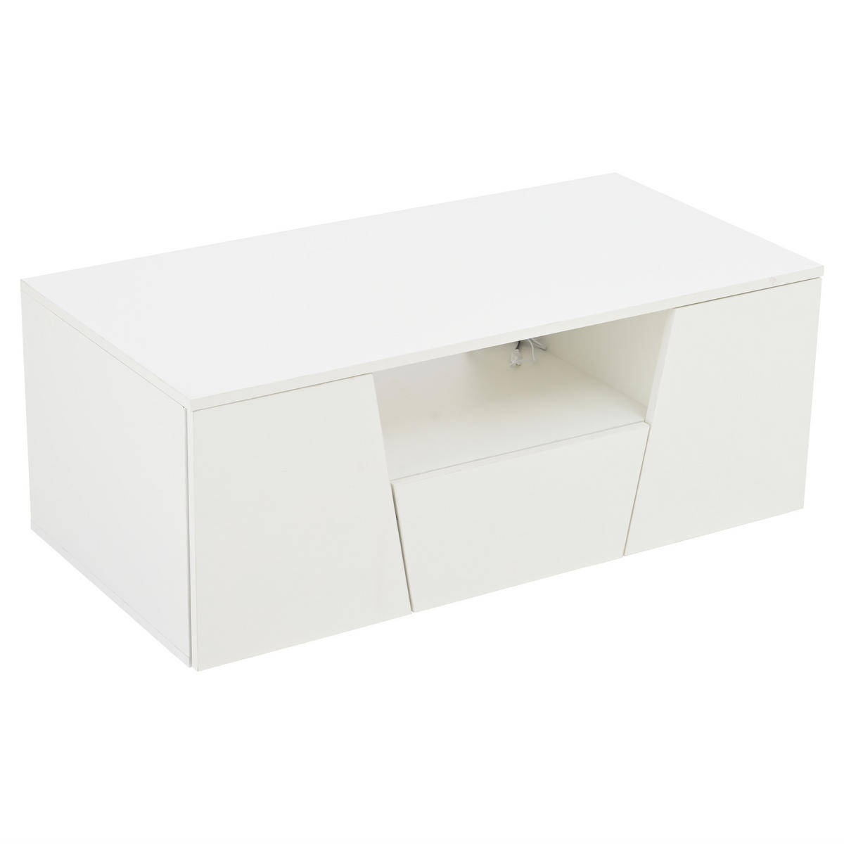 COUCHTISCH, Hochglanz Weiß, mit App-LED (USB) & Stauraum, 100/50/40 cm,Weiß - Weiß, Holzwerkstoff (100/50/40cm) - Redom