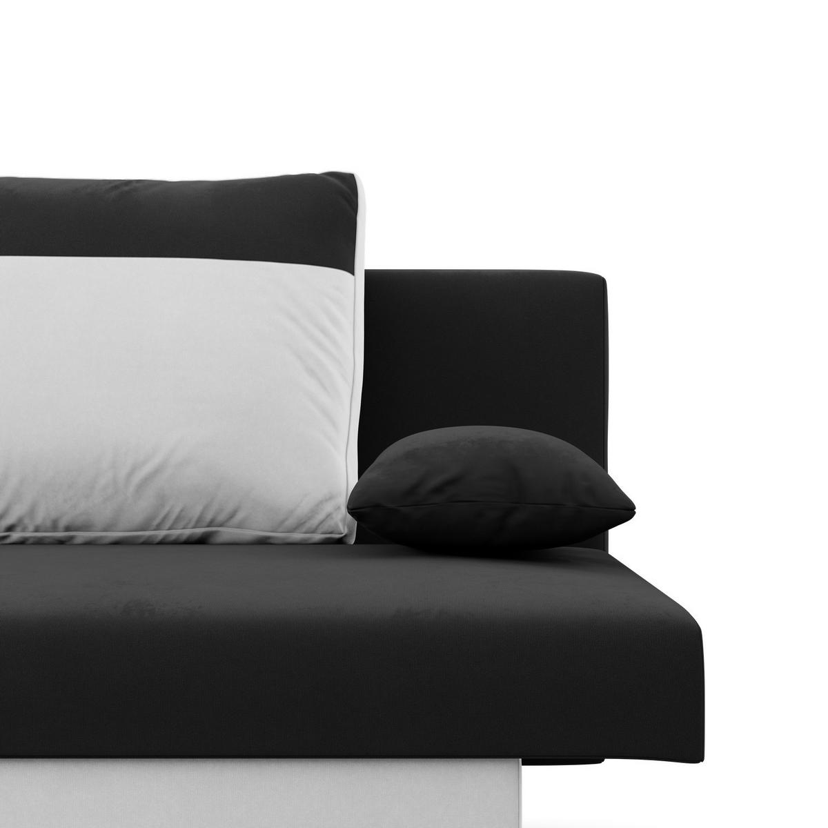 SOFA 3-SITZER MIT SCHLAFFUNKTION NOLA Schwarz/Weiß - Schwarz/Weiß, Textil (86/85/191cm) - Mebligo