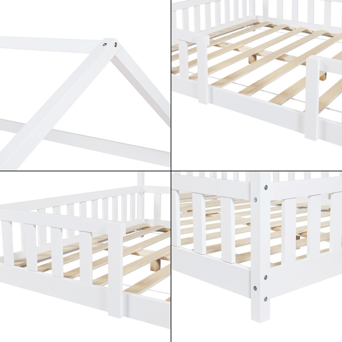 HAUSBETT Sisimiut - Weiß, Holz (140/200cm) - [en.casa]