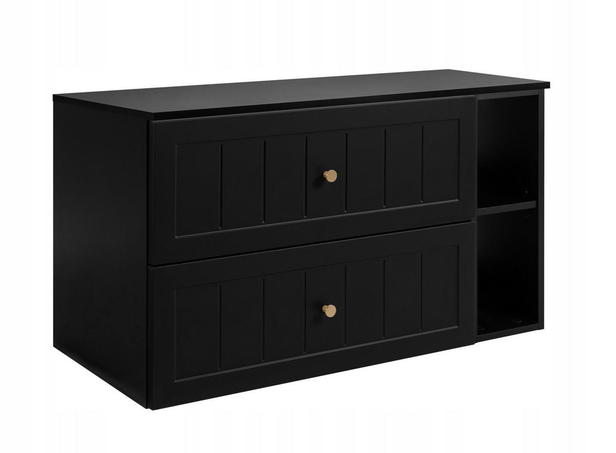 WASCHBECKUNTERSCHRANK GUSTO 100 cm mit Arbeitsplatte Farbe: Matt Schwarz mit einem Regal Matt Schwarz - Schwarz, Holzwerkstoff (100/58/46cm) - Rodan