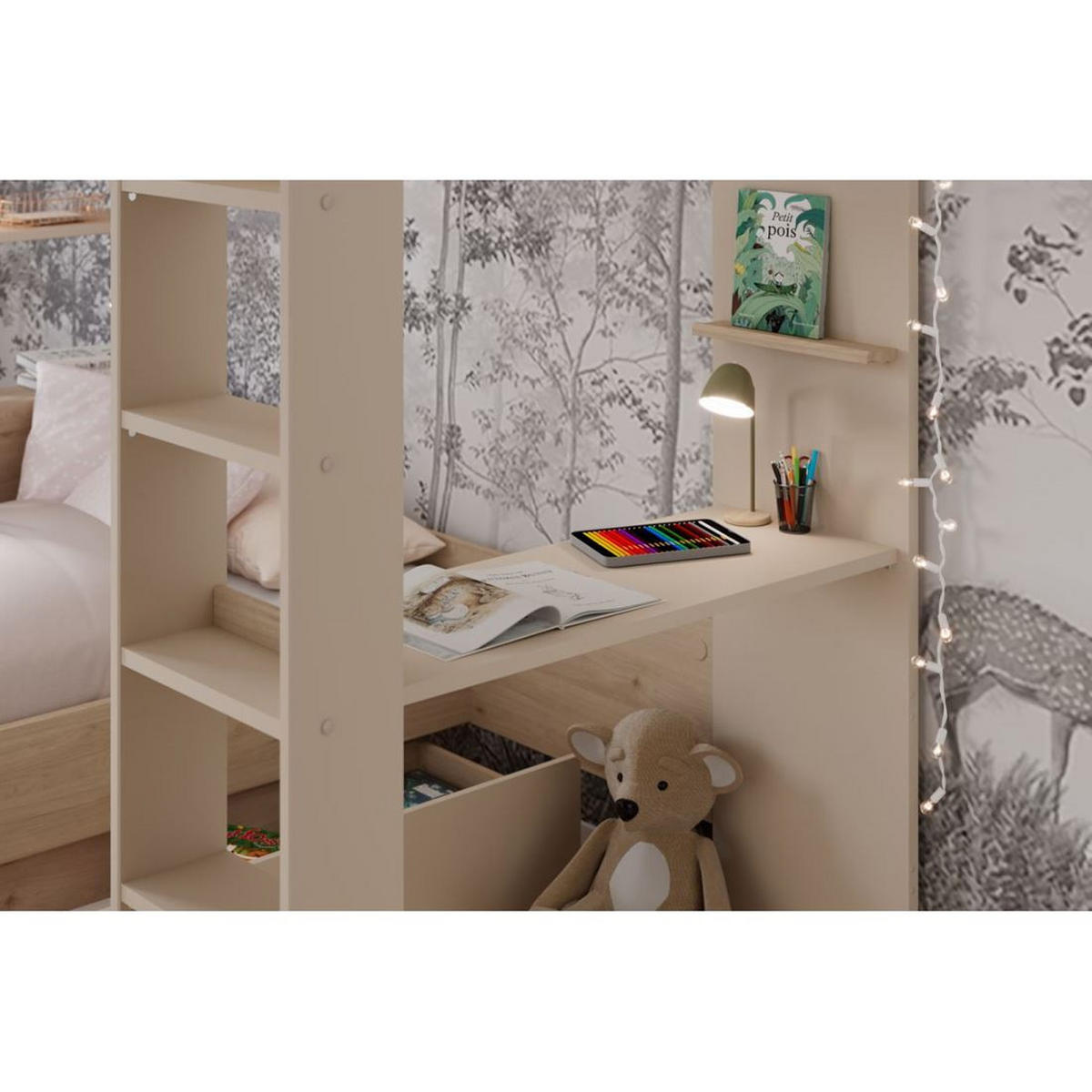 ETAGENBETT Parisot Oasis 1 mit Bettschublade 90x200 Holzdekor Eiche - Eichefarben, Kunststoff (90/200cm) - 58aufmkessel