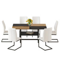 ESSGRUPPE DE-39342 7-teilig, mit Abstellregal und 6 PU-Sesseln Weiß - Weiß, Holzwerkstoff (160/76/90cm) - ComfortXL