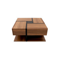 COUCHTISCH Schwarz Holzoptik mit 4 Schubladen und 2 Ablagen - Cognac, Metall (78/78/36cm)