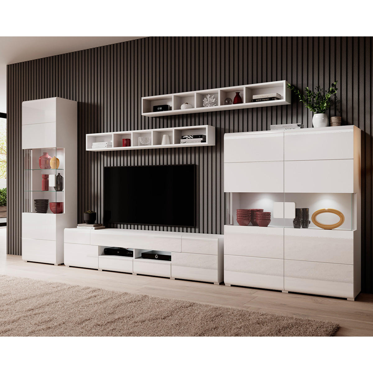 VITRINE Jules Weiß - Weiß, Holzwerkstoff (61/204/39cm) - Petits-meubles