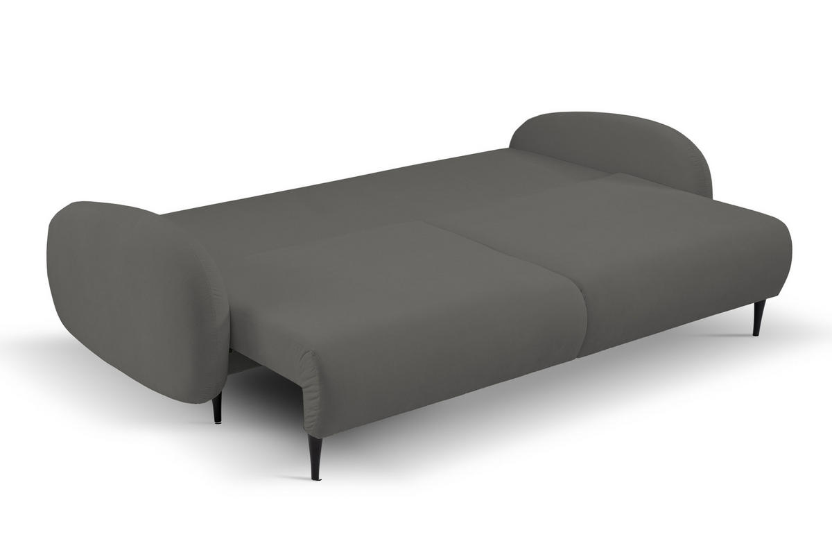 SOFA SOFT RunAgin Mit Schlaffunktion Und Bettkasten, PUR-Schaum, Schwarze Kunststofffüße, lose Rückenkissen, freistehend, 232x109x95 cm Dark grey - Dunkelgrau, Holz/Textil (232/95/109cm) - DomoHome