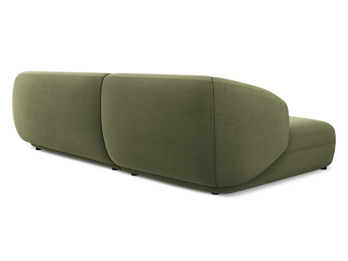 ECKSOFA Links Samt Stoff Grün - Schwarz/Olivgrün, Kunststoff/Textil (156/280cm) - Makamii