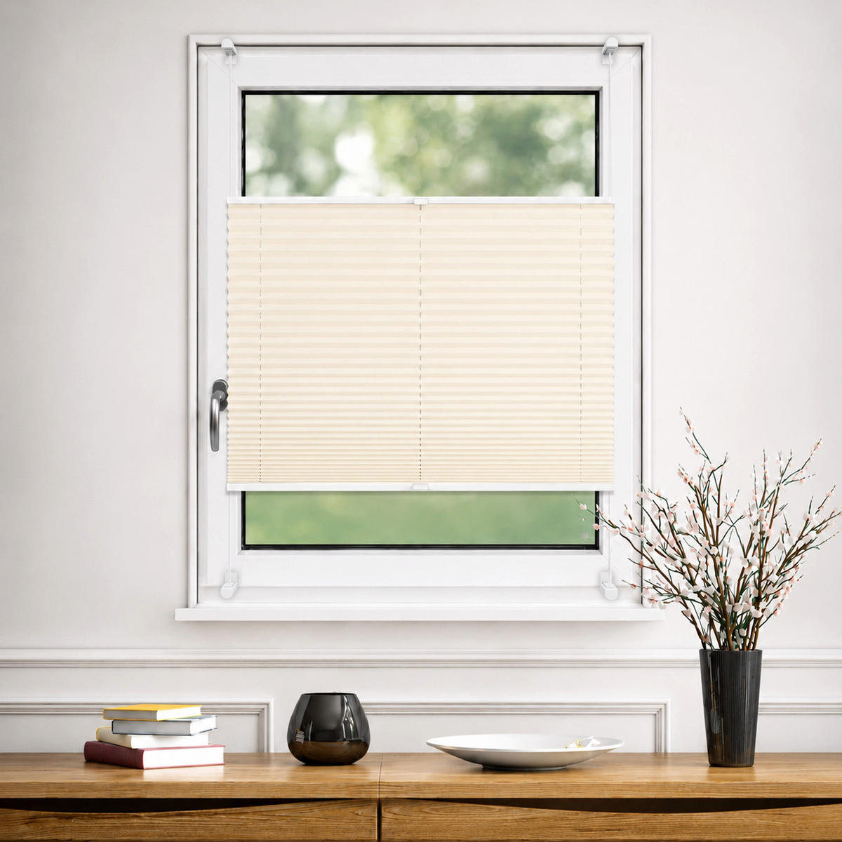 PLISSEE Thermo Basic 75 x 210cm Klemmfix ohne Bohren - Creme, Textil (75/210/210cm) - Deco-Raum