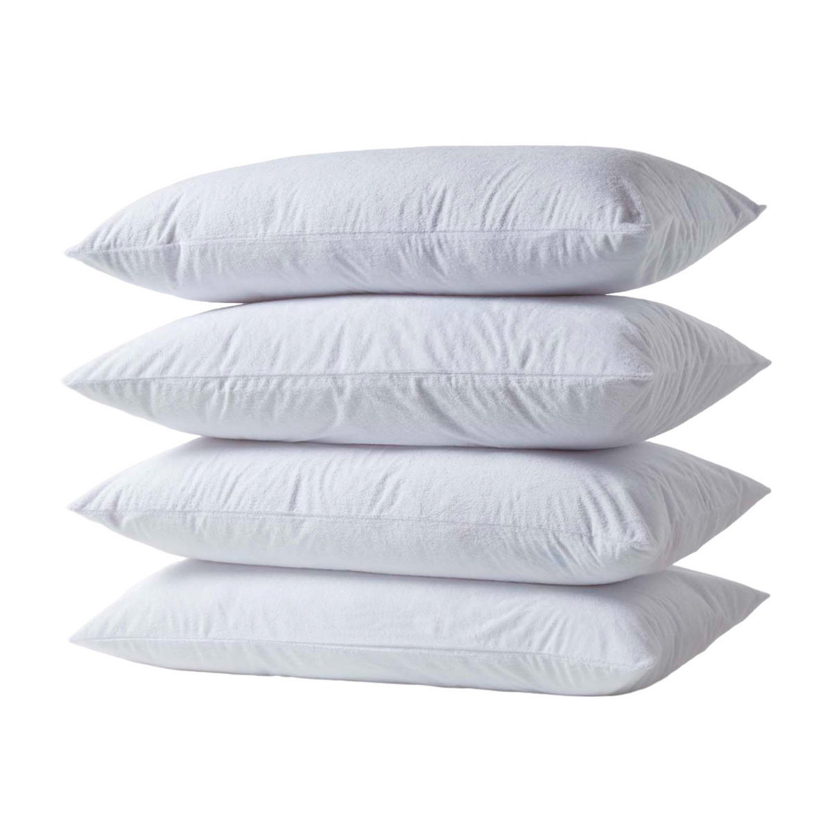 KISSENSCHONER Frottee wasserdicht 40/80 cm, 4er-Set mit Reißverschluss - Weiß, Textil (40/80cm) - Homescapes