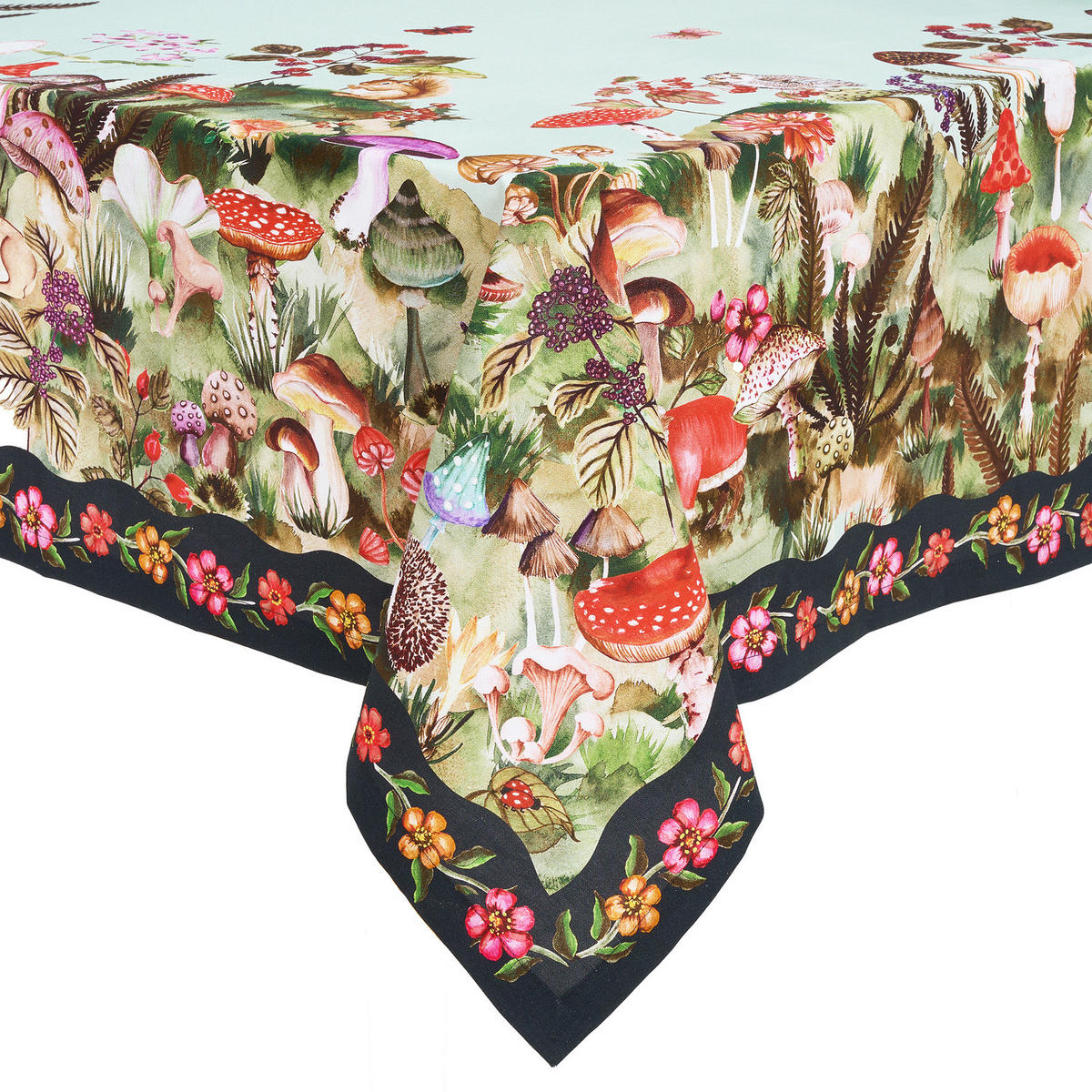 TISCHDECKE Funghi & Flowers 300x160 cm - Multicolor, Textil (250/160cm) - Butlers