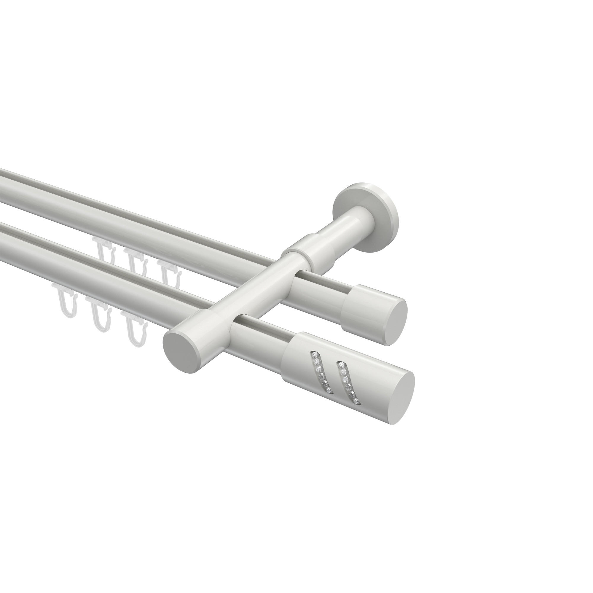 INNENLAUF-GARDINENSTANGEN-SET Prestige Zoena 360 cm (geteilt in 2 x 180 cm), 2-läufig, 20 mm Ø Weiß - Weiß, Metall (360cm) - INTERDECO