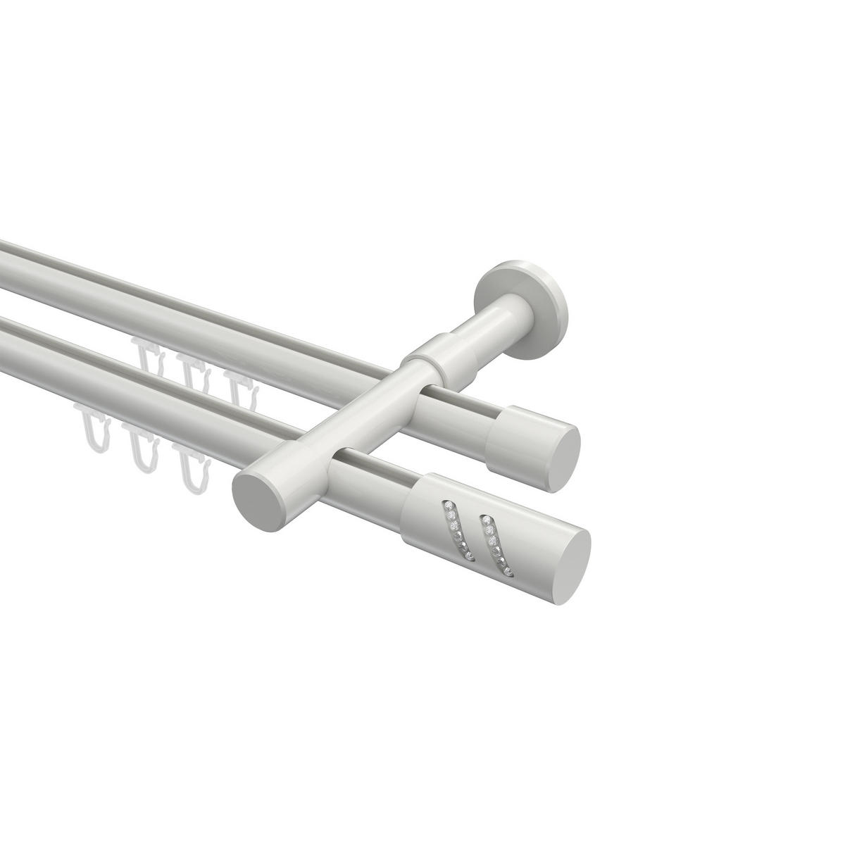 INNENLAUF-GARDINENSTANGEN-SET Prestige Zoena 420 cm (geteilt in 3 x 140 cm), 2-läufig, 20 mm Ø Weiß - Weiß, Metall (420cm) - INTERDECO