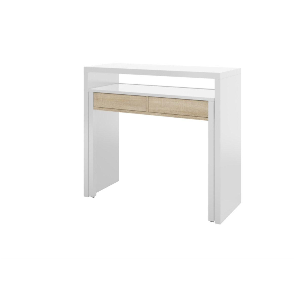 KONSOLENSCHREIBTISCH ausziehbar mit 2 Schubladen - L100 cm Consola - Eichefarben, Holzwerkstoff (36/99/88cm) - Calicosy