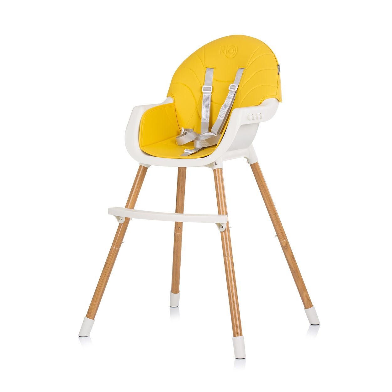 HOCHSTUHL Rio 2 in 1 gelb weiß Kinderstuhl rutschfeste Beine 5-Punkt-Gurt - Gelb/Weiß, Metall (61/84/51cm) - Chipolino