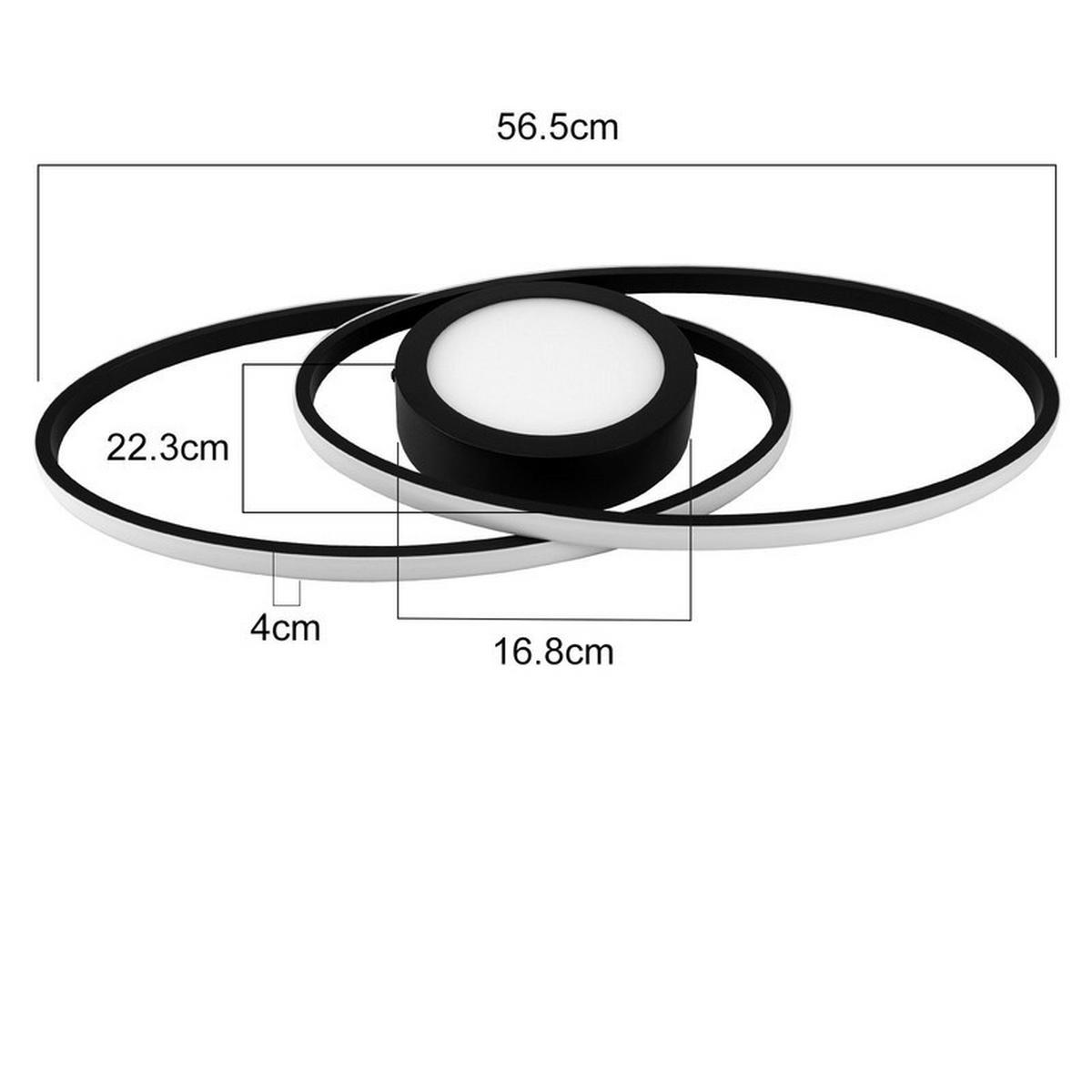 LED-DECKENLEUCHTE Einäugig 56/22.3/4 cm - Schwarz, Metall (56.5/4/22.3cm) - ZMH