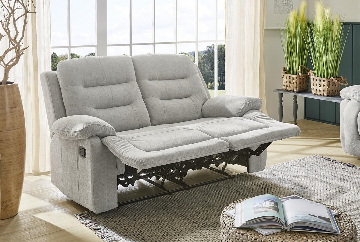 2-SITZER-RELAXSOFA Federkern, Liegefunktion verstellbar durch halbautomatische Relaxfunktion B162/T98/H103 cm, Chenille Grau / 15502 - Schwarz/Grau, Textil (162/103/98cm) - luma-home