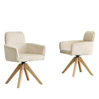 ARMLEHNSTUHL-SET DE-36622 2 Stück mit Stoffbezug und Massivholzbeinen Creme - Creme, Holz (51/85/53cm) - ComfortXL