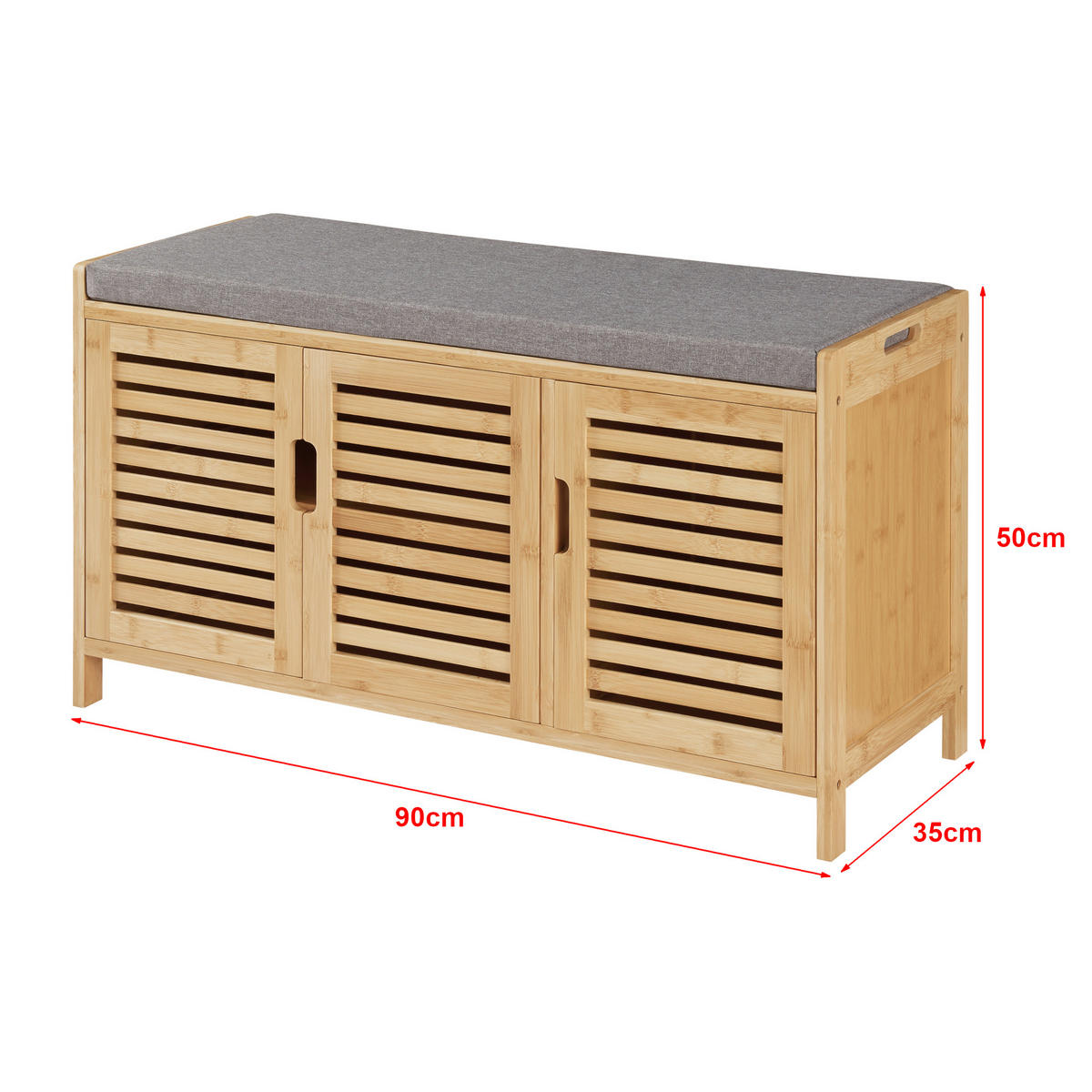 SCHUHSCHRANK Selk mit Sitzfläche - Naturfarben, Holz (90/50/35cm) - [en.casa]