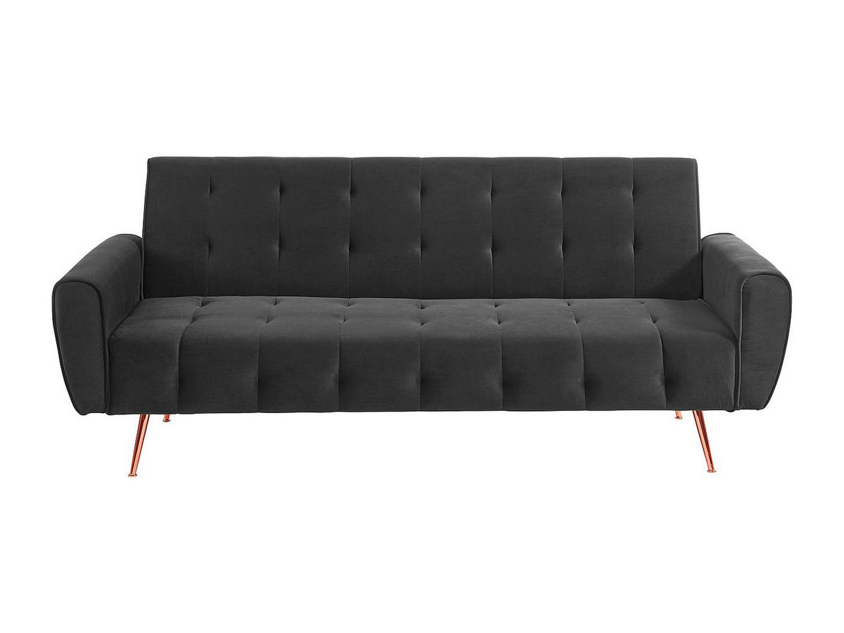 SCHLAFSOFA Klappsofa 3-Sitzer - Samt - Anthrazit - POLANI - Anthrazit, Textil (209/83/83cm) - Vente-Unique