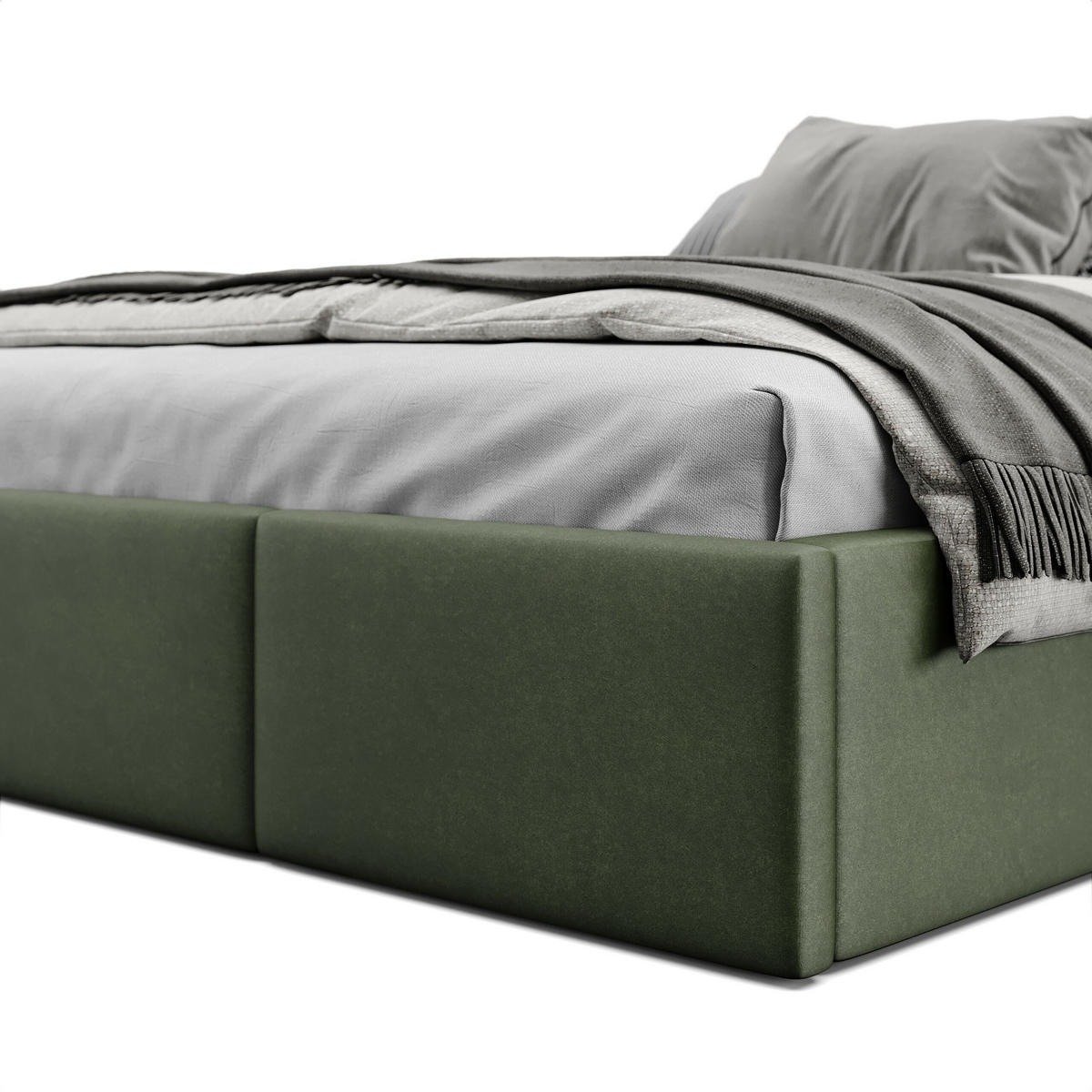 POLSTERBETT für Schlafzimmer Bett mit Stauraum Khaki 180x200cm - Olivgrün, Holzwerkstoff/Textil (180/200cm) - Muralo