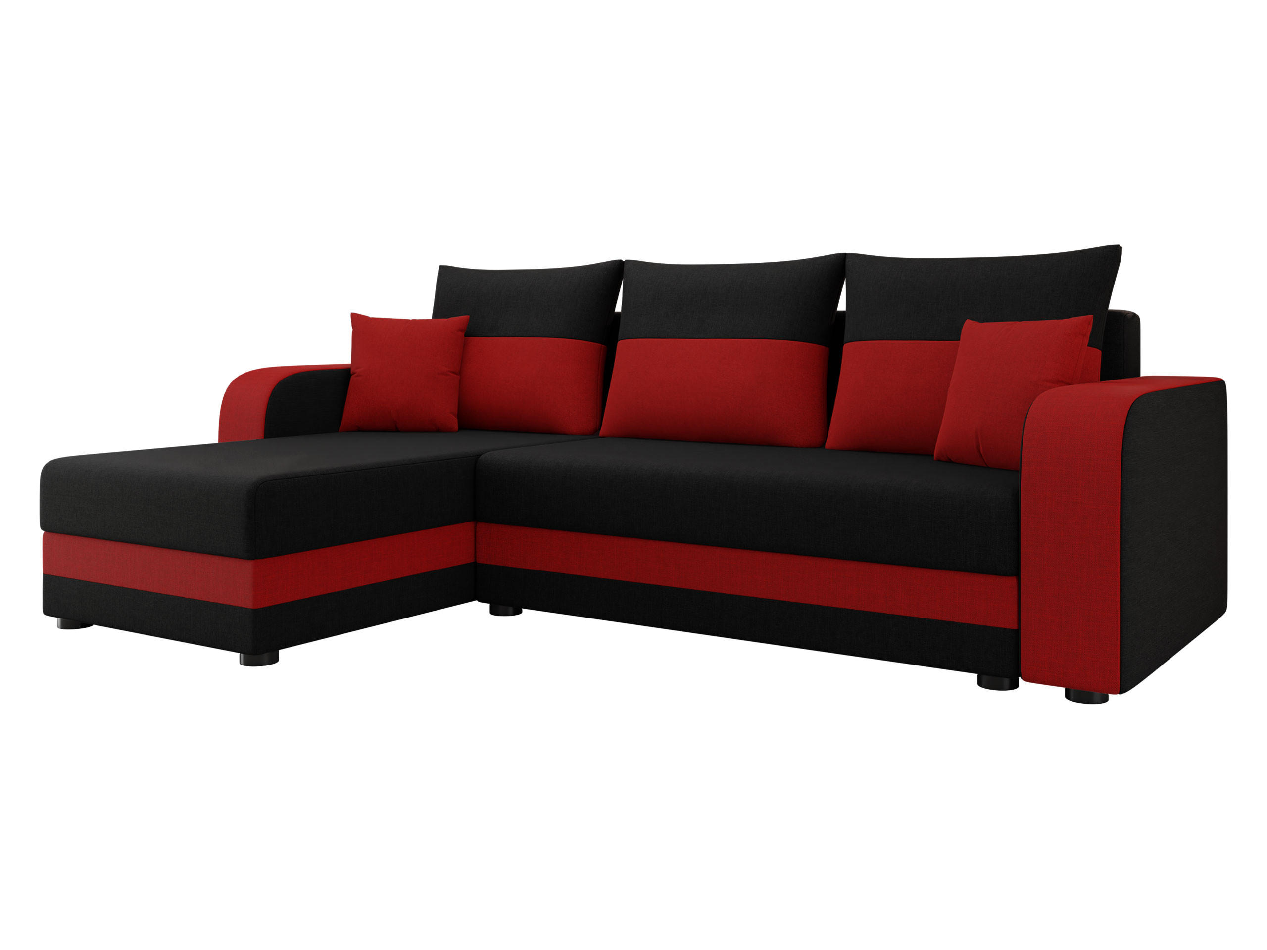 ECKSOFA Hewlet Bis - Rot/Schwarz, Holz/Kunststoff (237/139cm) - MIRJAN24