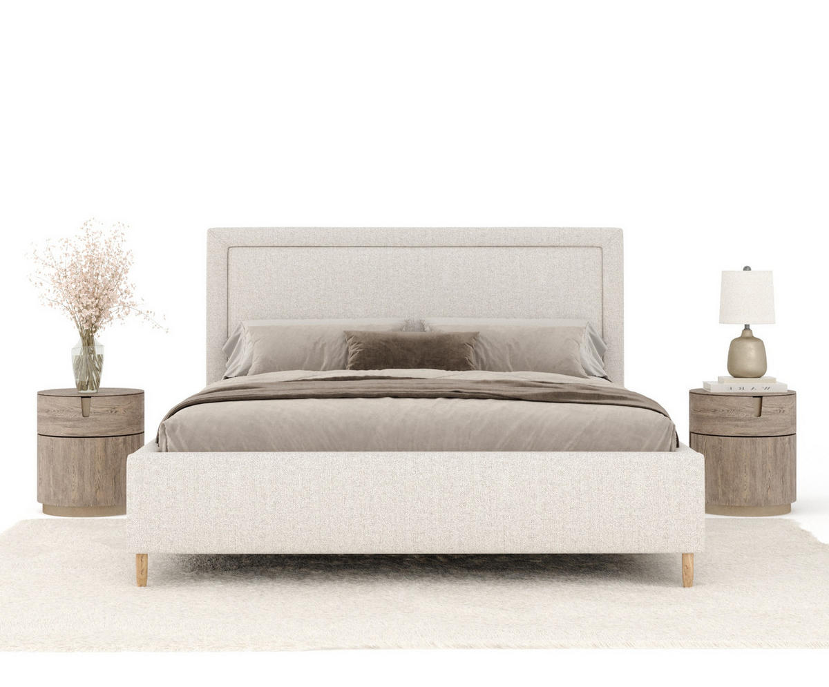 POLSTERBETT Ordina Creme 180/200 cm im Webstoff - Creme/Naturfarben, Holz/Holzwerkstoff (180/200cm) - Maison de Reve