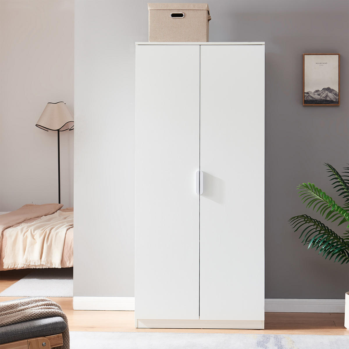 KLEIDERSCHRANK Eiselfing - Weiß, Holzwerkstoff (80/176/52cm) - [en.casa]