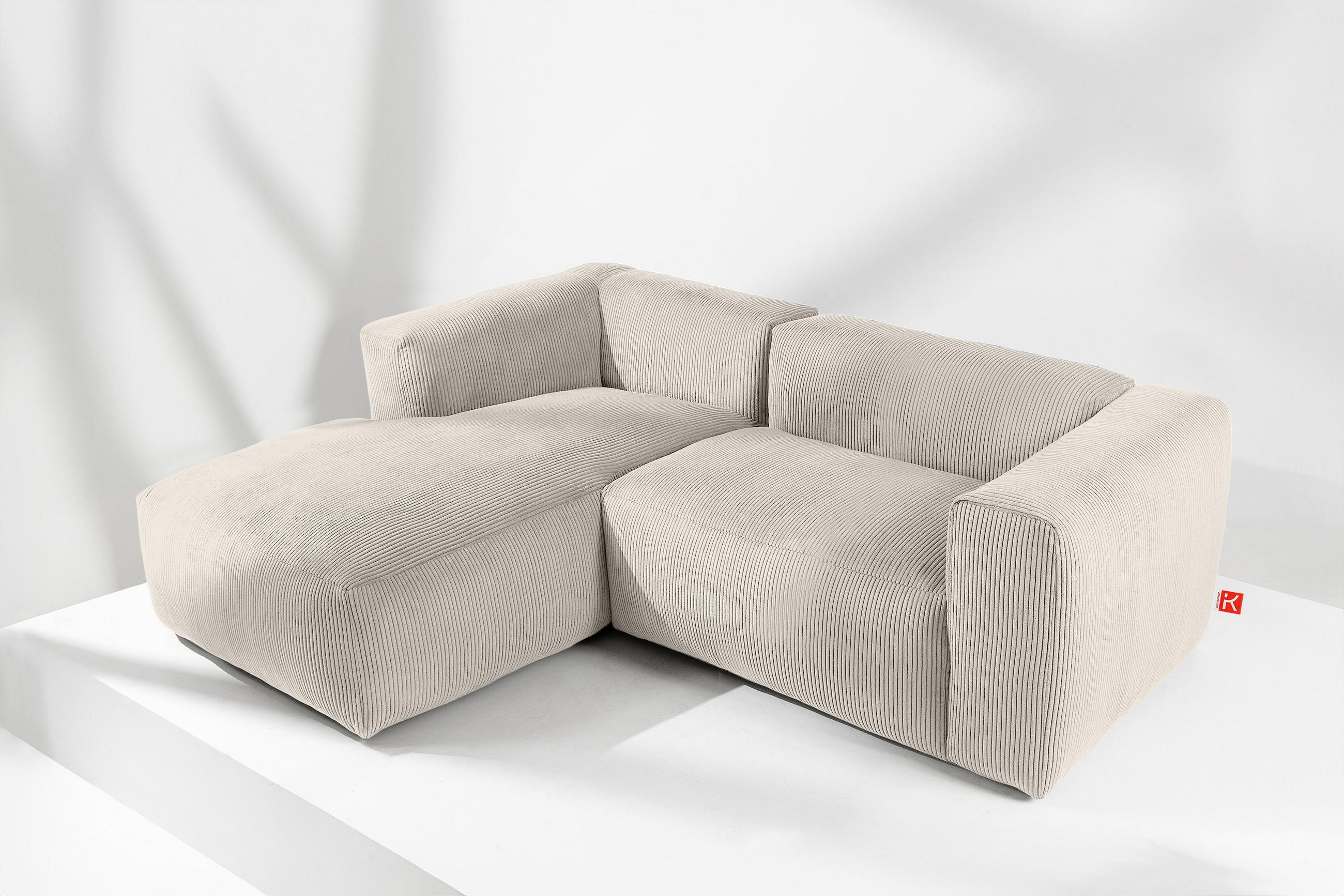 Thumbnail - Konsimo® Eckmodulsofa-Links, Creme, Textil, L-Form,Freiform, 237x180 cm, Wohnzimmer, Sofas & Couches, Wohnlandschaften, ...