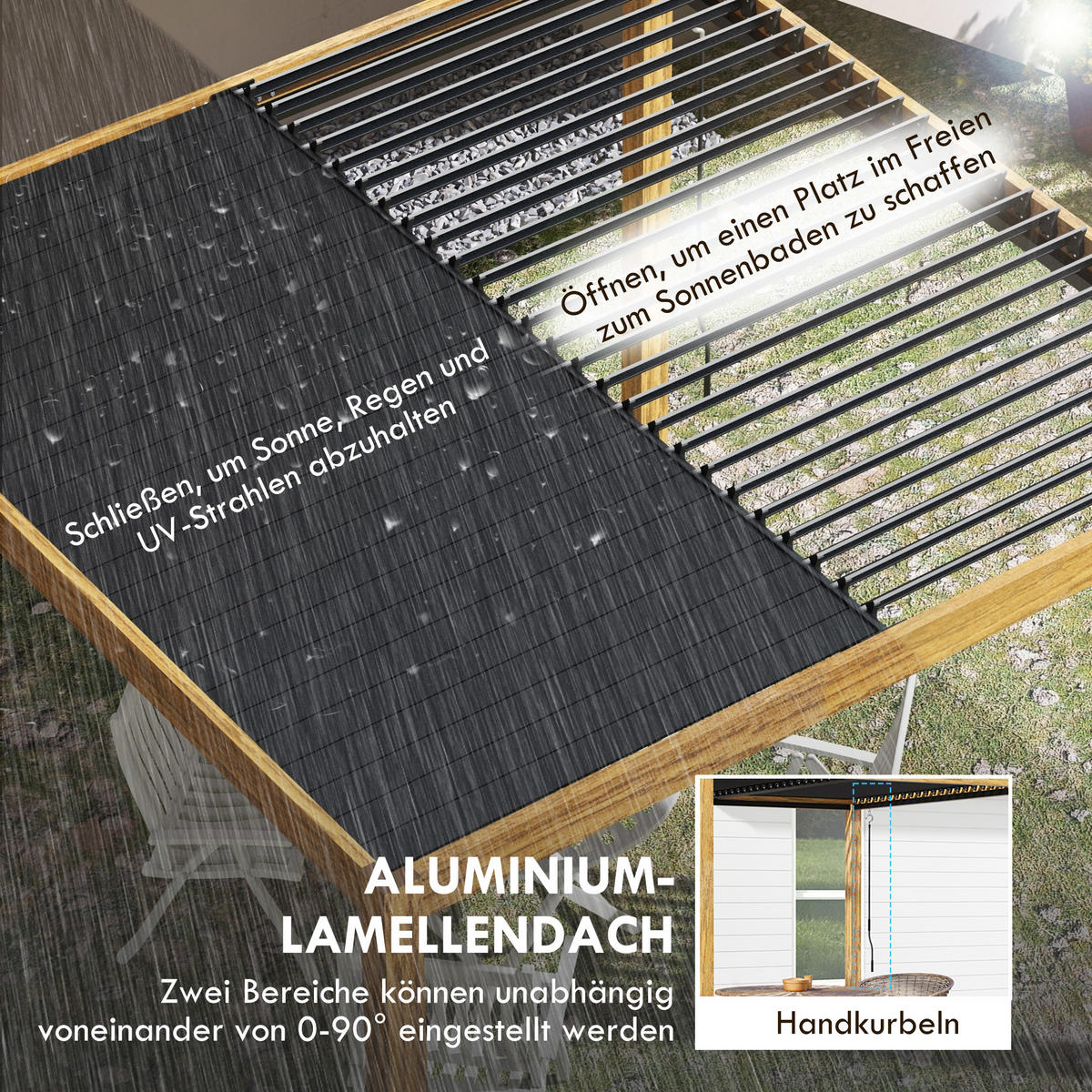 GARTENPAVILLON, UV-Schutz, Alu, Natur - Fichtefarben, Metall (297/228/297cm) - Outsunny