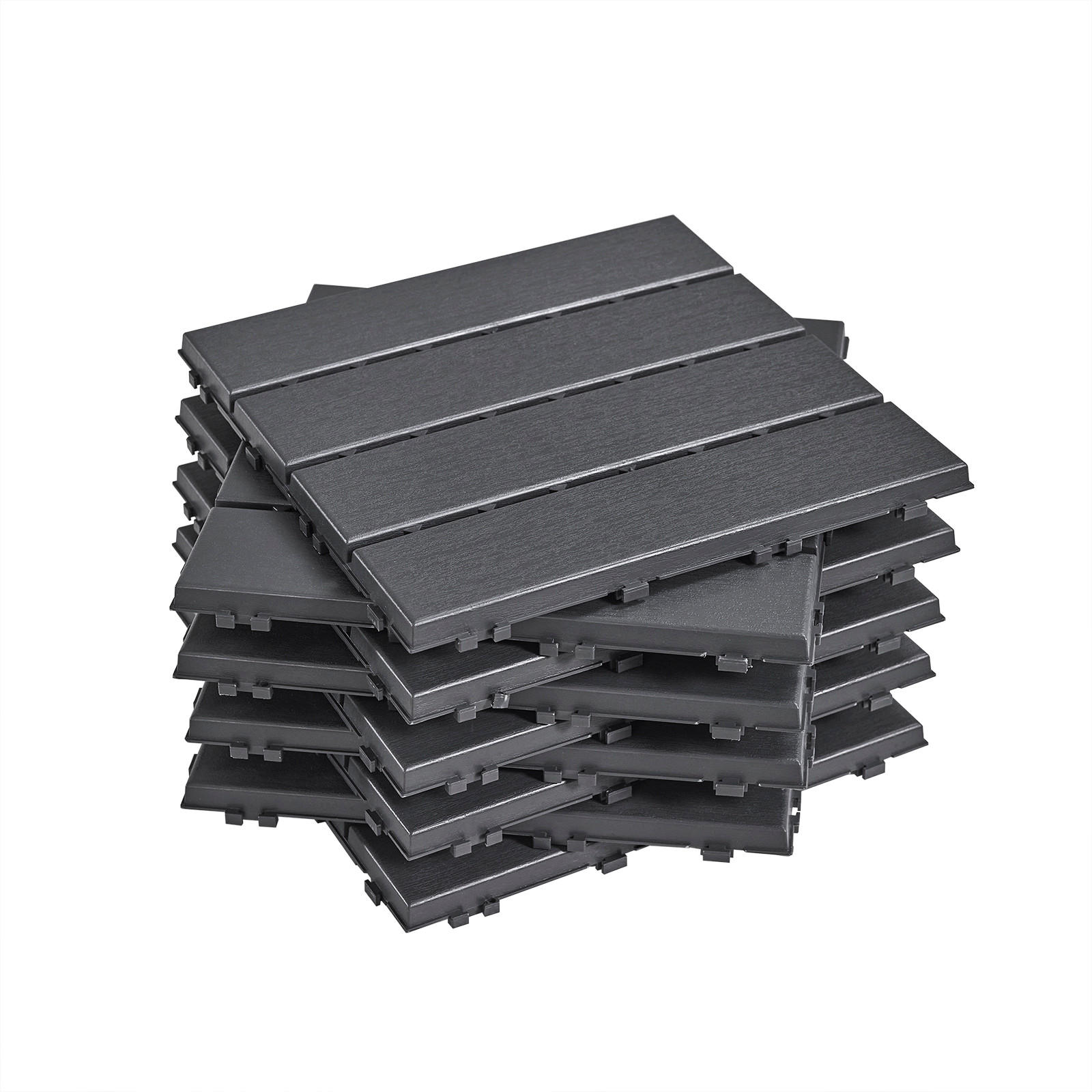 TERRASSENFLIESEN 15 Stück Grau 30.5x2x30.5 cm - Grau, Kunststoff (30.5/30.5/2cm) - SoBuy
