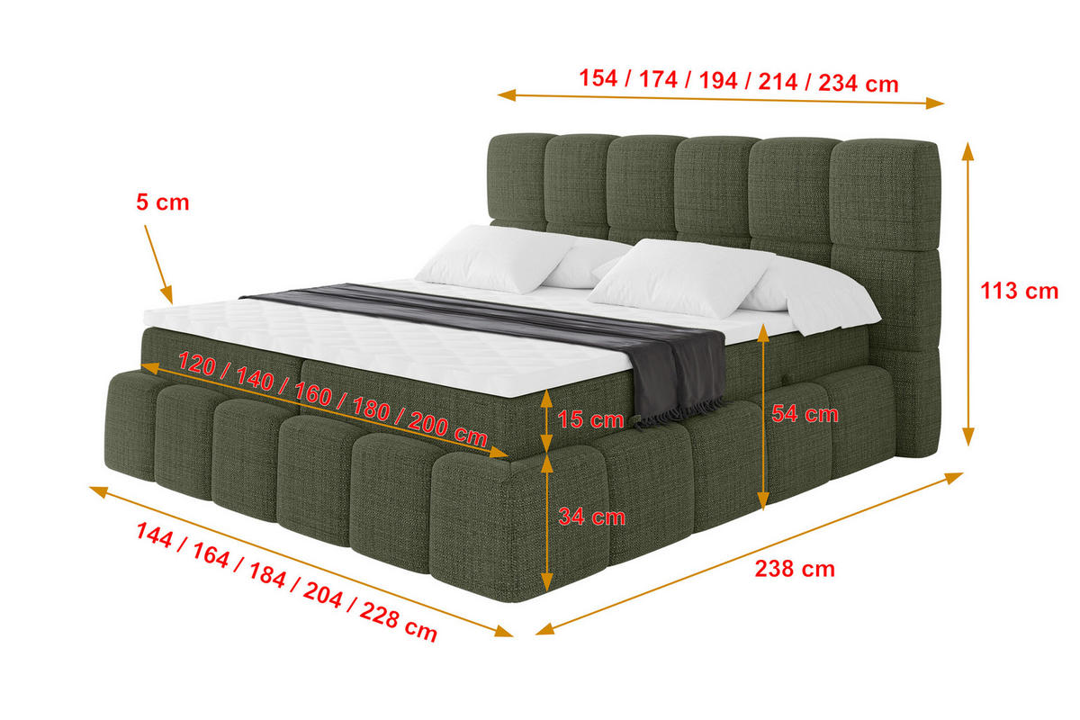 BOXBETT - AURI-H4 - 140x200 Grün Aragon - Grün, Holzwerkstoff (140/200cm) - ALTDECOR