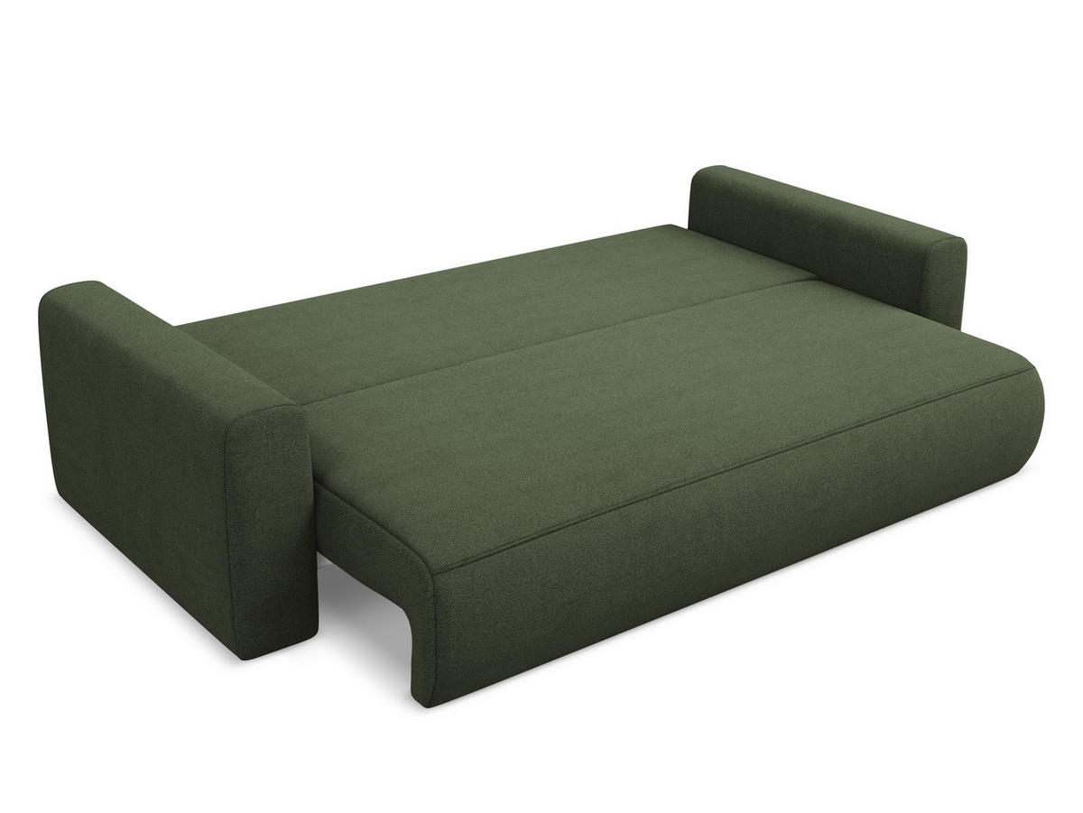 3-SITZER SOFA mit Schlaffunktion Strukturstoff Stoff Grün - Schwarz/Olivgrün, Kunststoff/Textil (238/82/105cm) - Makamii