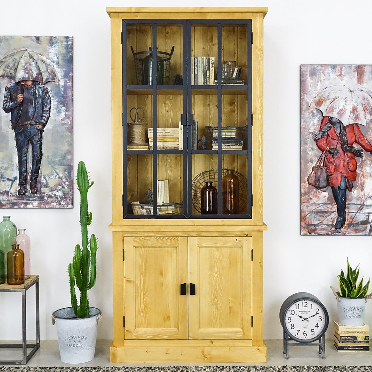 VITRINE aus Massivholz Industrial - Honig, Holz (100/223/45cm) - Seart