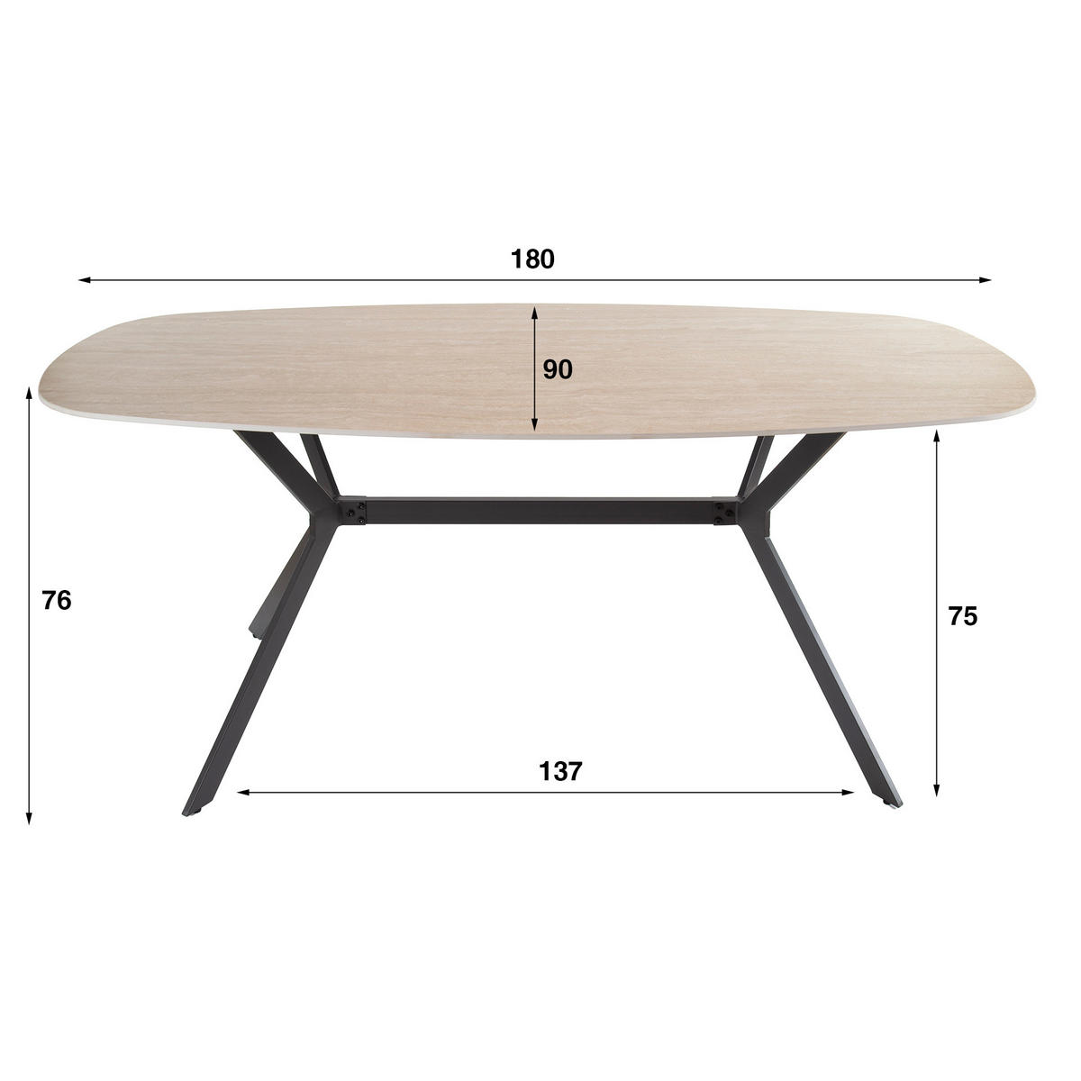 ESSTISCH Romano Beige 90/180/76 cm - Beige, Keramik (90/180/76cm) - Hoyz Collection