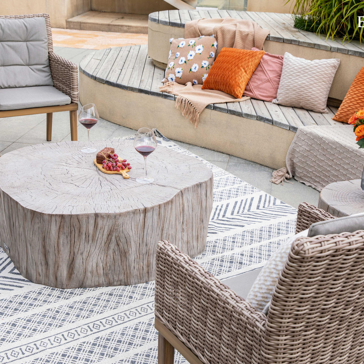 COUCHTISCH DAINTREE aus GF-Beton, Wetterbeständig, 106x100x36 cm - Grau, Naturmaterialien (106/100/36cm) - Elementi