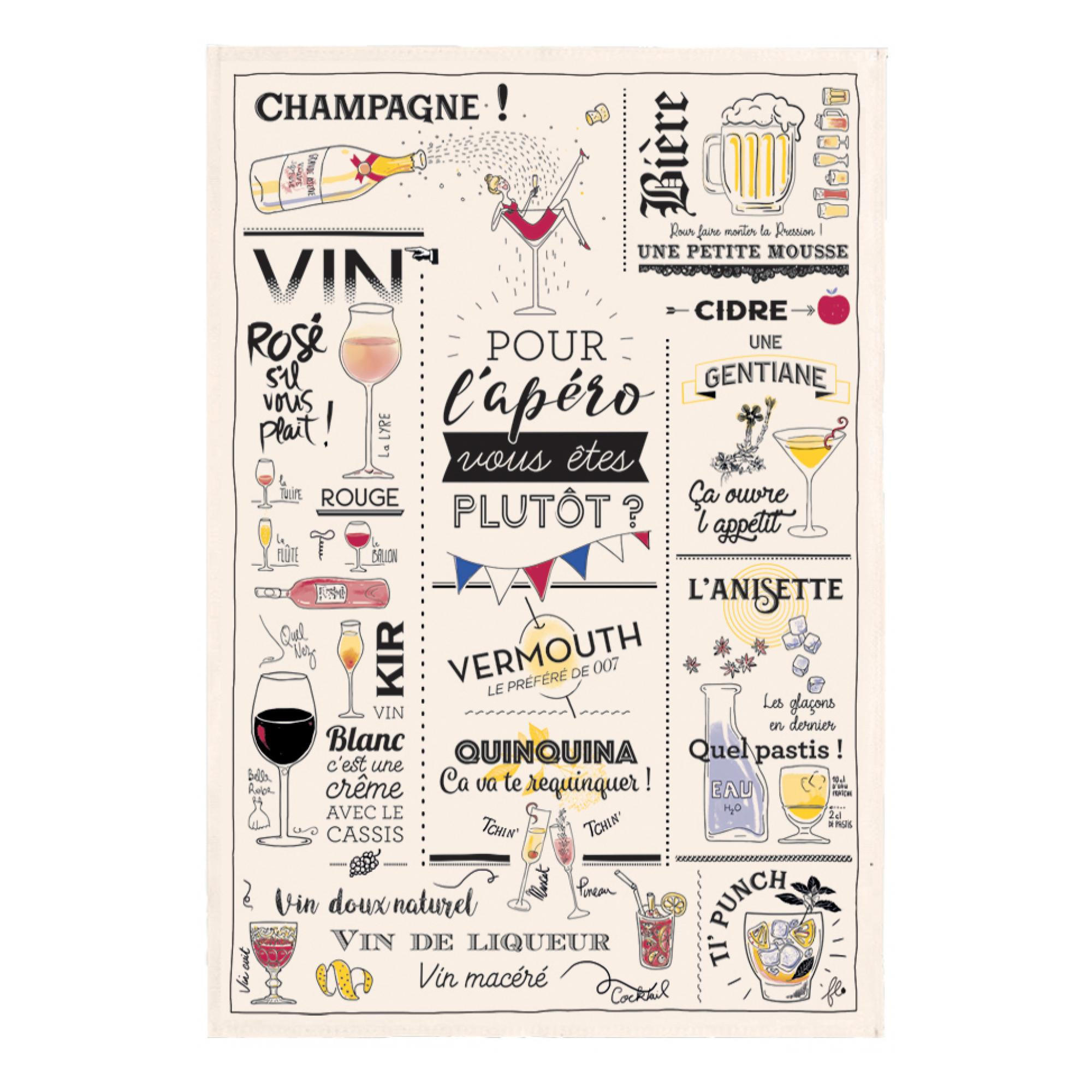 GESCHIRRTUCH Verres et apéros ekrü 48 x 72 cm - Weiß, Textil (72/48cm) - Winkler