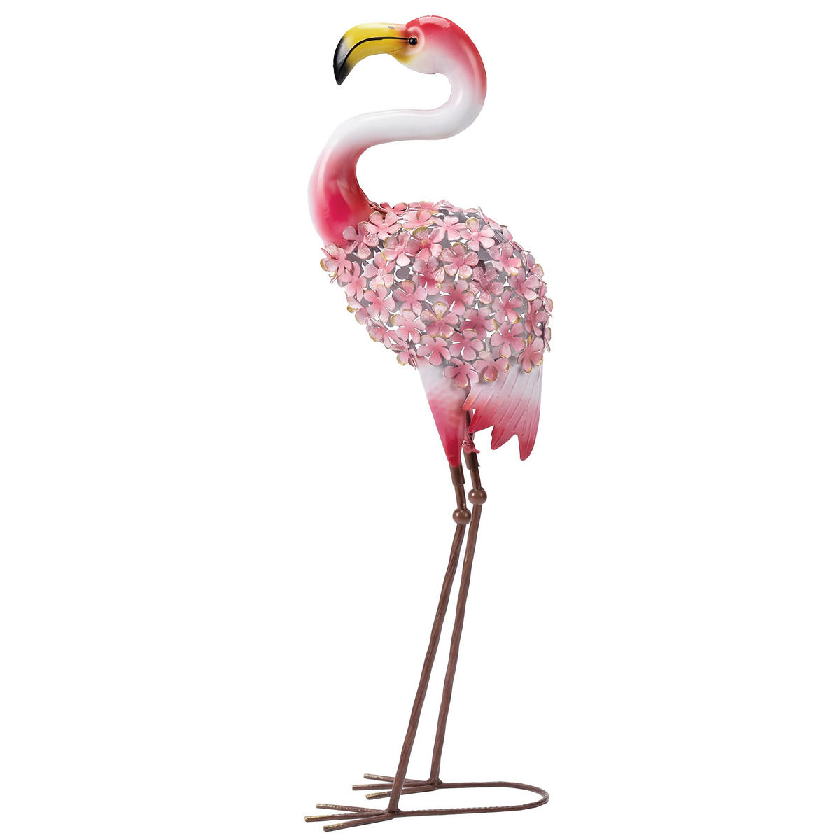 GARTENFIGUR DE-13873 Flamingo mit Blütenfedern Rot - Rot, Metall (19/83/28cm) - ComfortXL