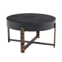 BEISTELLTISCH 68/39 cm in Schwarz mit Holzoptik und Metall-Kreuzgestell - Schwarz, Holzwerkstoff (68/68/39cm) - Flora Grace