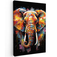 LEINWANDBILD Elefant - Graffiti - Schwarz - Tiere - Farben Deko Groß 90x140 cm - Schwarz, Textil (90/140cm) - MuchoWow
