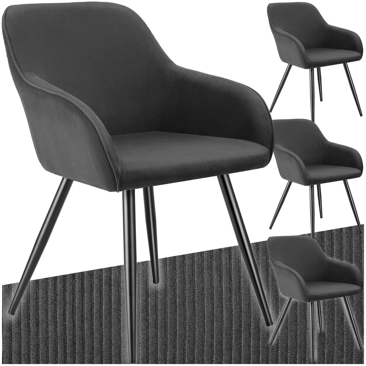 ESSZIMMERSTUHL 4er Set Marilyn 58 x 62 x 82 cm anthrazit/schwarz - Anthrazit/Schwarz, Kunststoff (62/82/58cm) - tectake